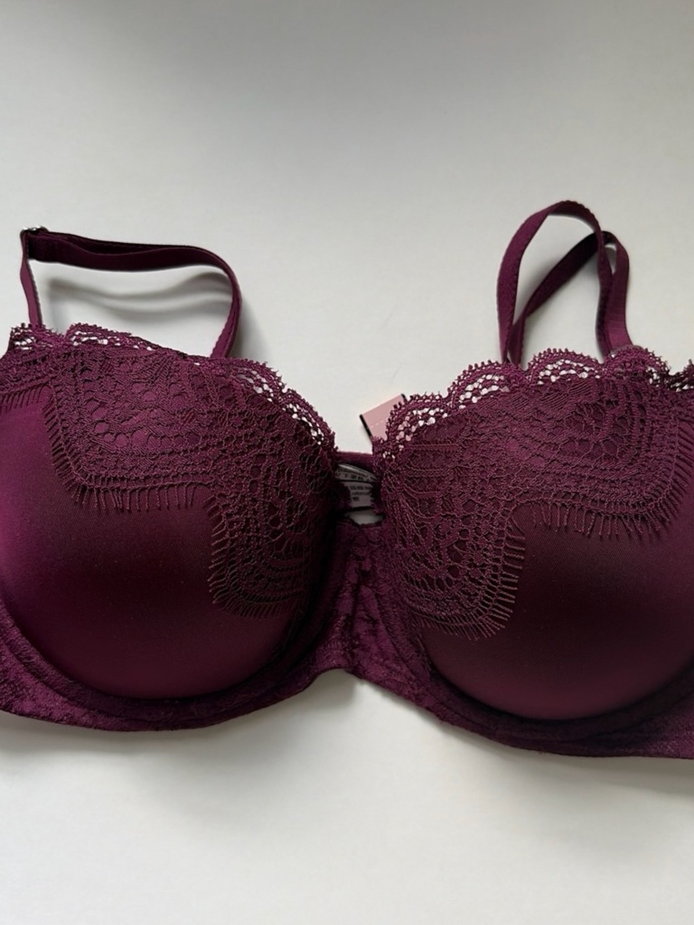 Victoria's Secret Lace Trim Burgundy Bra 34C